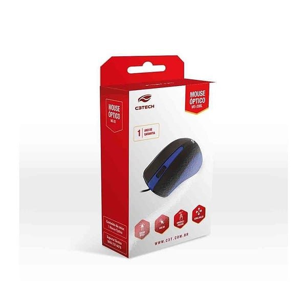 MOUSE C3TECH MS-20BL PRETO/AZUL USB